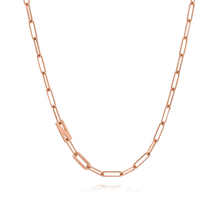 Paper clip chain necklace with solid letters
