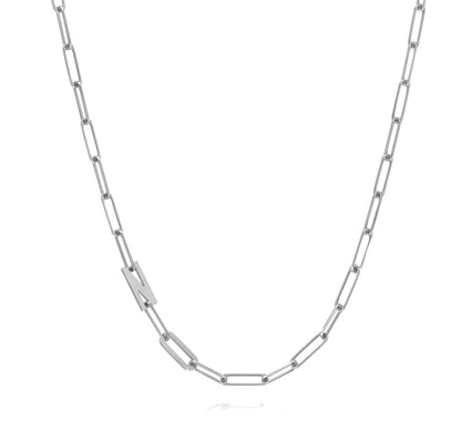Paper clip chain necklace with solid letters