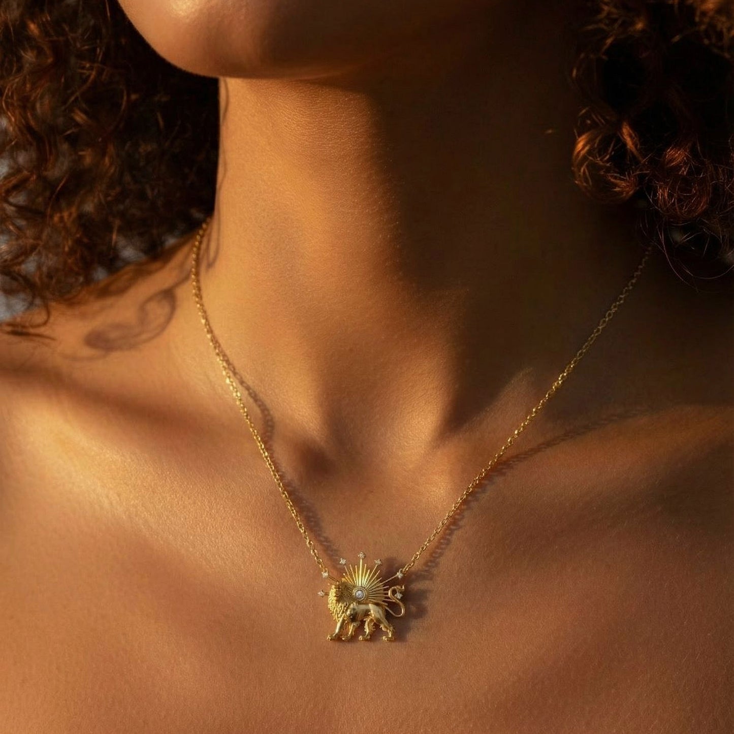 Shiro Khorshid- Lion and Sun Necklace . Noush Exclusive