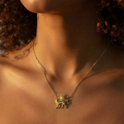 Shiro Khorshid- Lion and Sun Necklace . Noush Exclusive