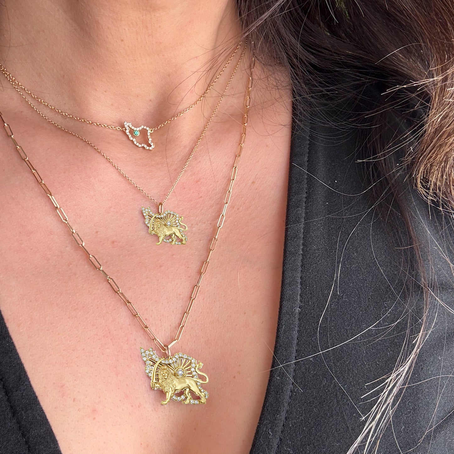 Diamond Iran Lion and sun Charm Only