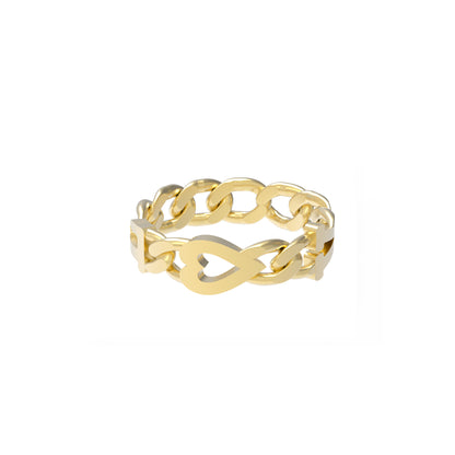 Large curb chain Ring with Gold letters