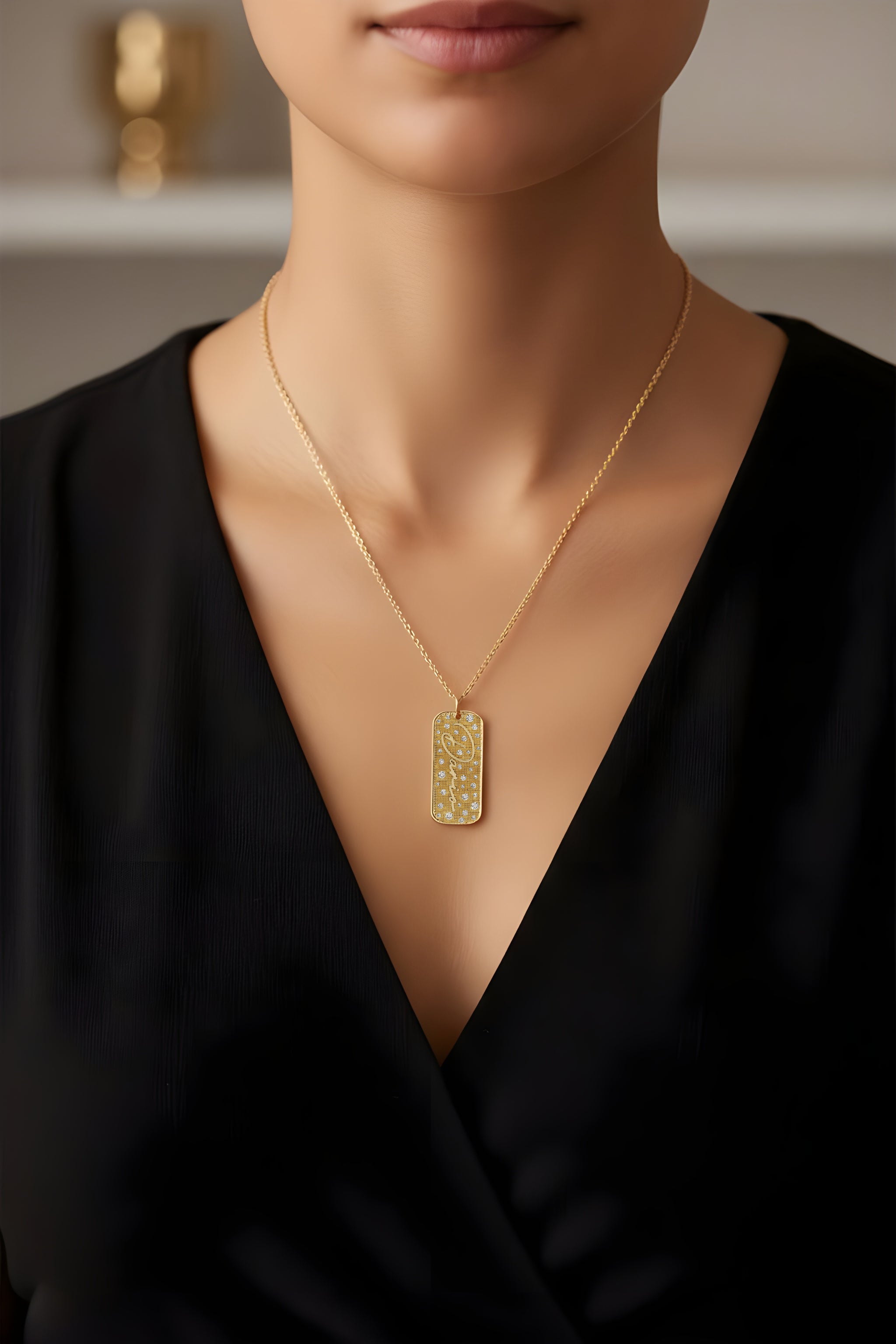 Sprinkle Diamond Name Dogtag necklace