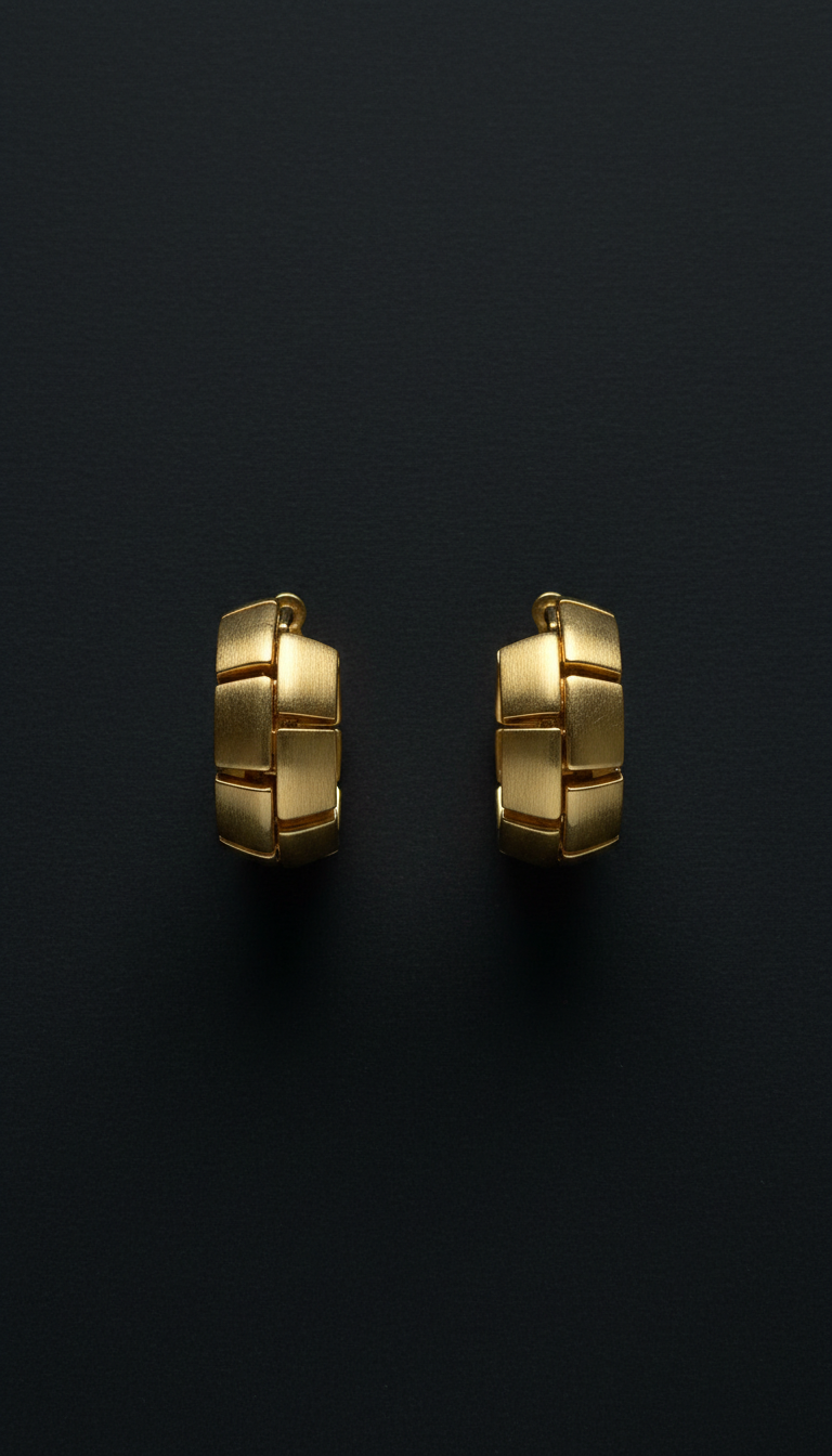 Gold vermeil architectural hoop earrings