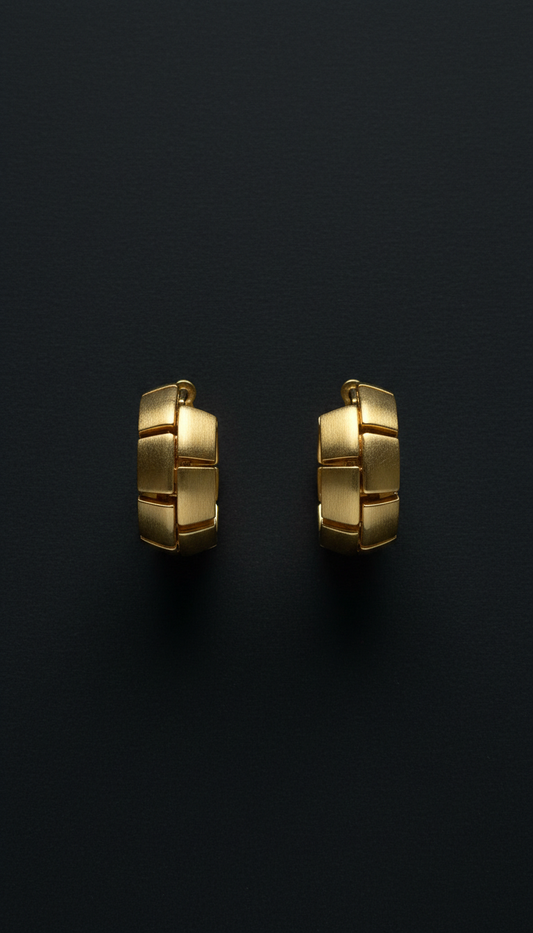 Gold vermeil architectural hoop earrings
