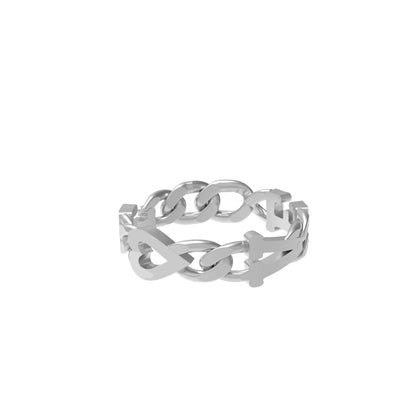 Large curb chain Ring with Gold letters