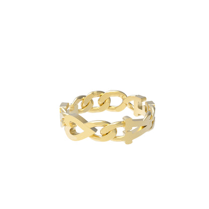Large curb chain Ring with Gold letters