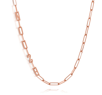 Paper clip chain necklace with solid letters