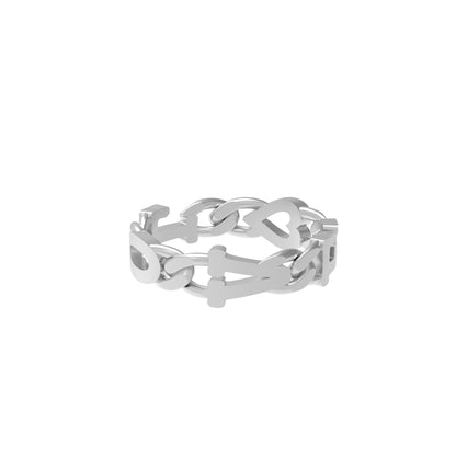 Large curb chain Ring with Gold letters