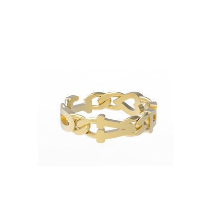 Large curb chain Ring with Gold letters