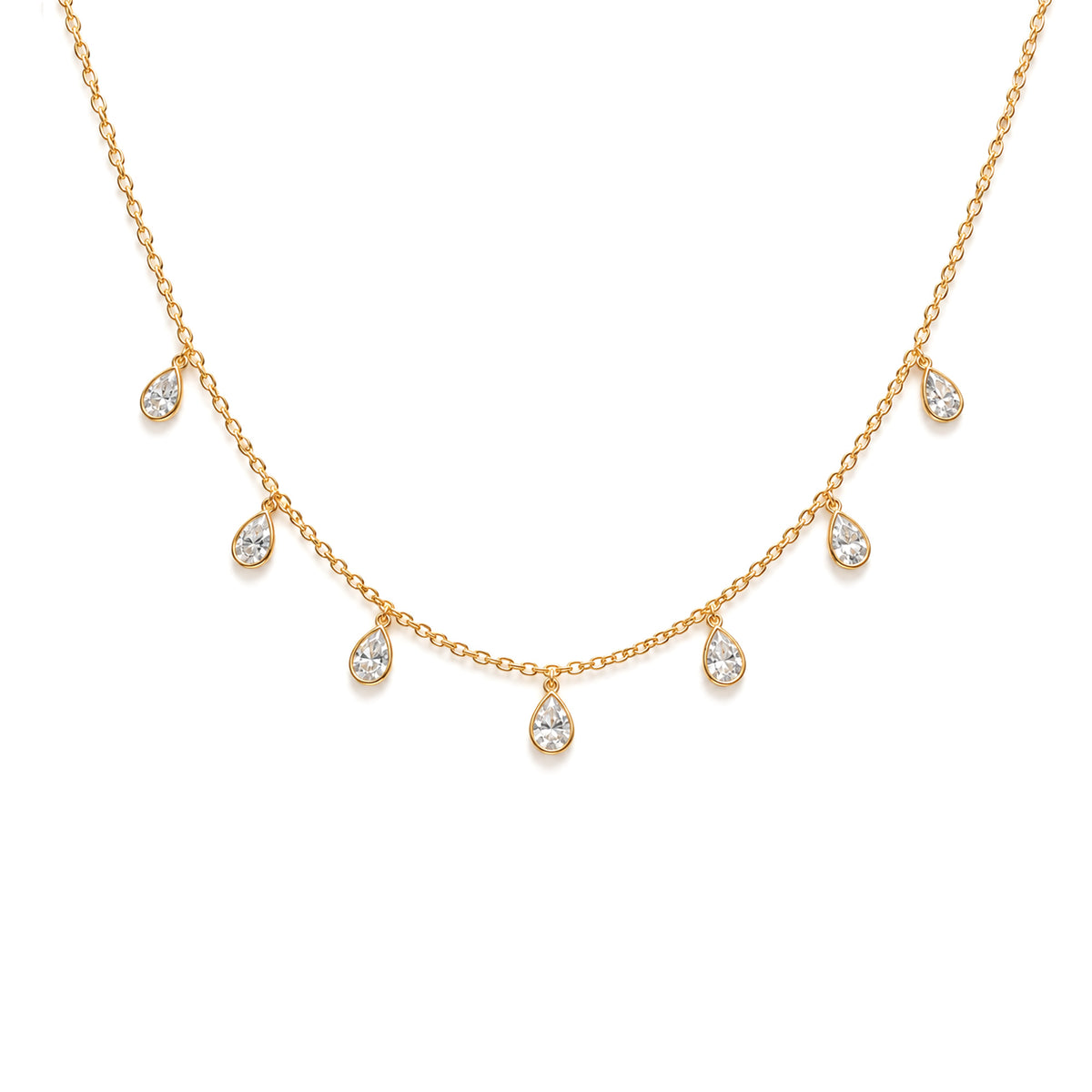 Lab-Diamond drop station necklace