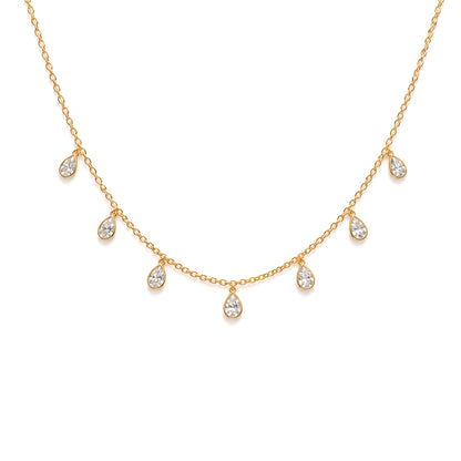 Lab-Diamond drop station necklace