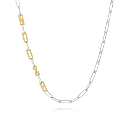 Silver and Gold Paper clip chain necklace with solid letters