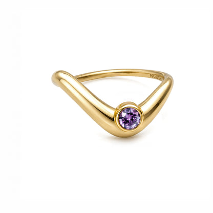 Birthstone wave ring