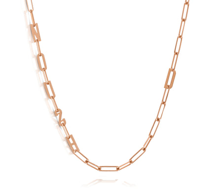 Paper clip chain necklace with solid letters