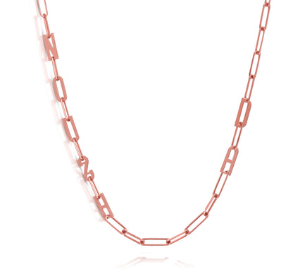 Paper clip chain necklace with solid letters