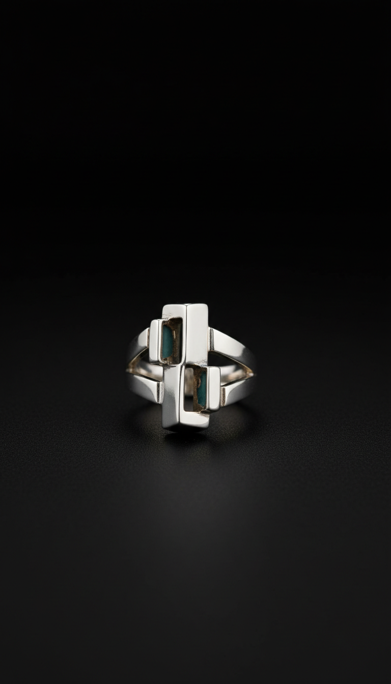 Sterling silver geometric statement ring
