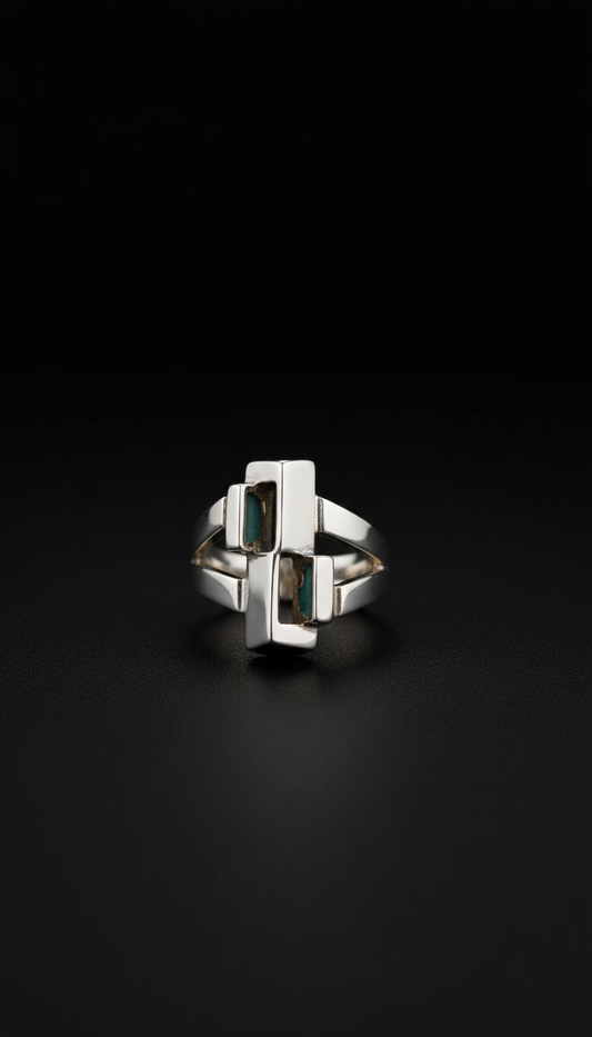 Sterling silver geometric statement ring