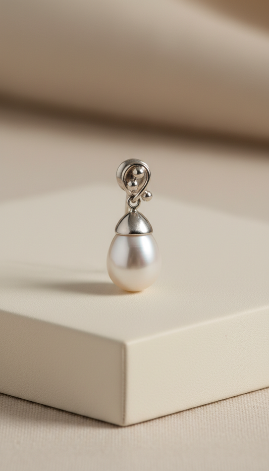 Cultured pearl drop earrings with platinum accents