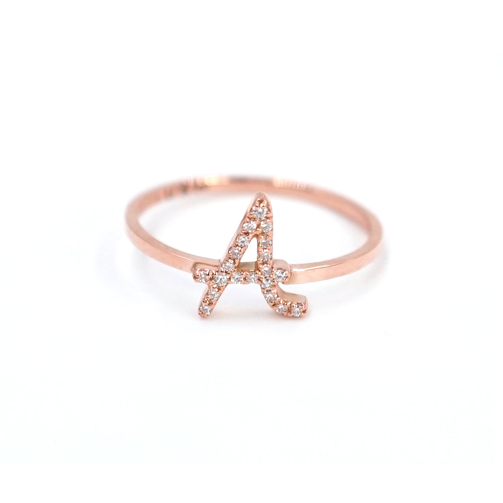 Roman Initial Pave Ring