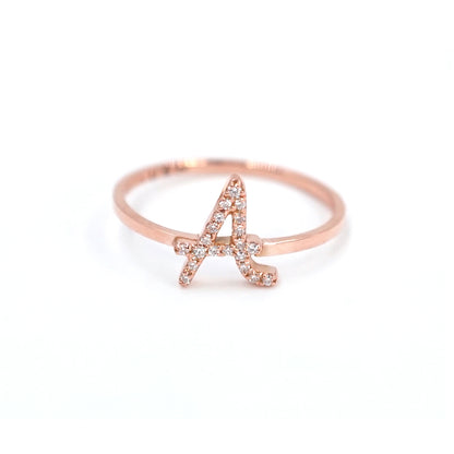 Roman Initial Pave Ring