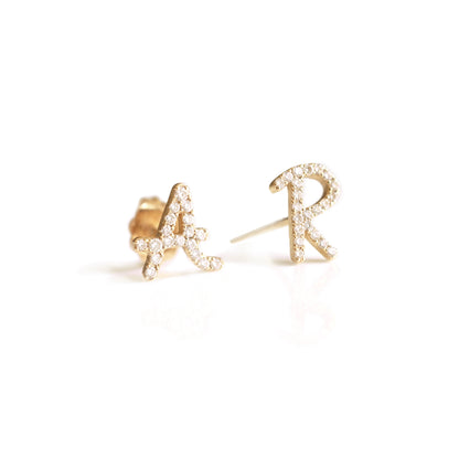 WEB EXCLUSIVE Tiny Treasure Pavè Initial Studs