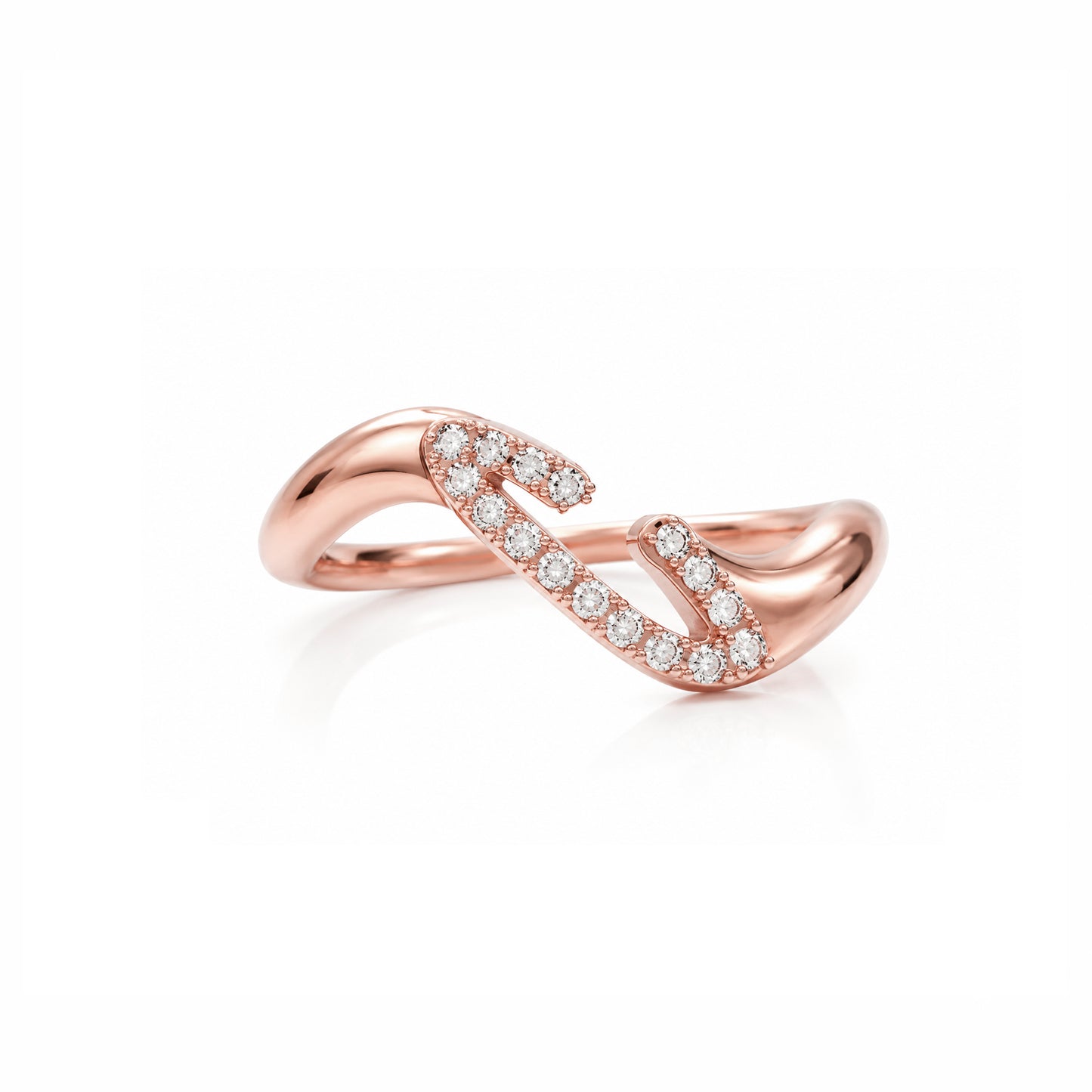 Initial Wave ring Solid gold