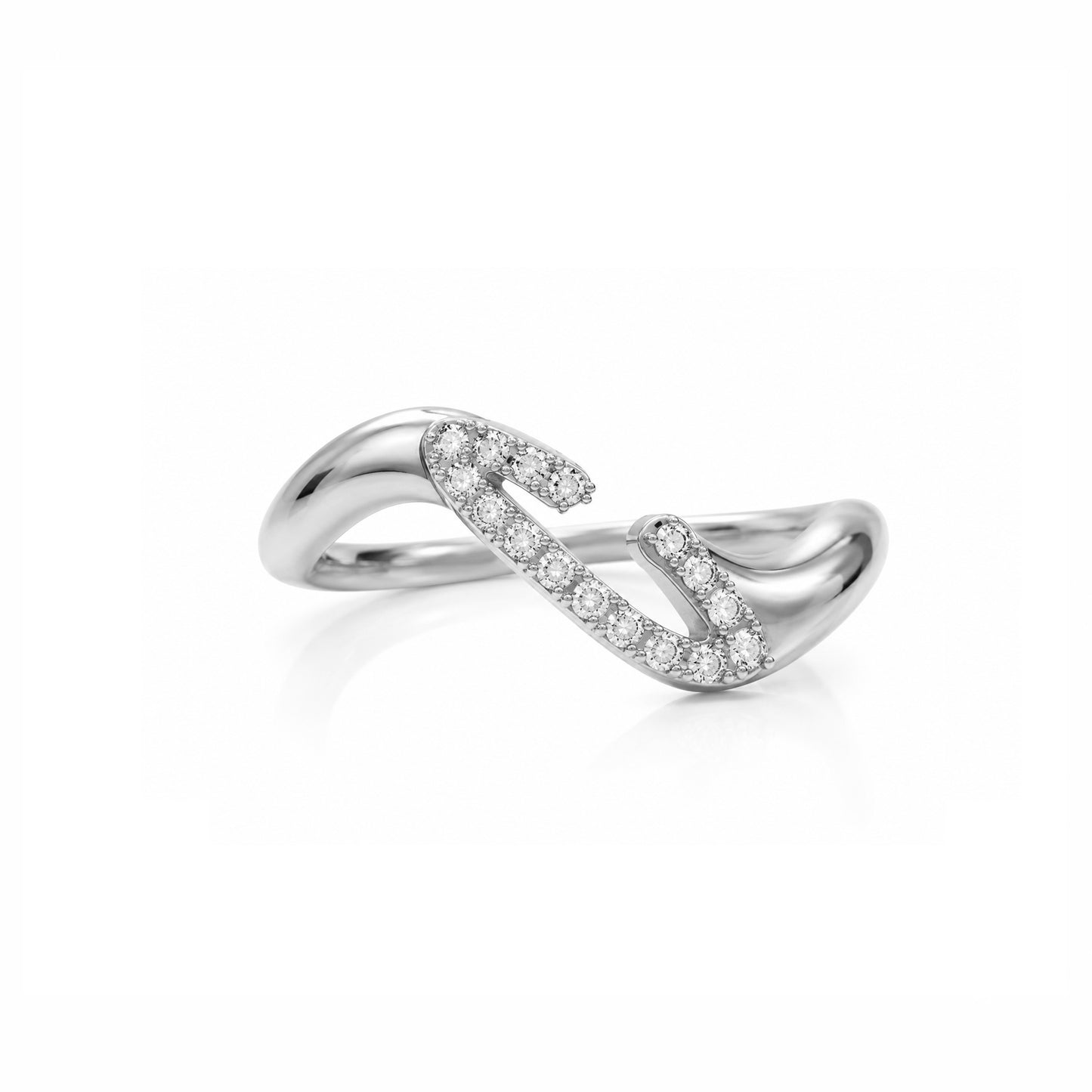 Initial Wave ring Solid gold
