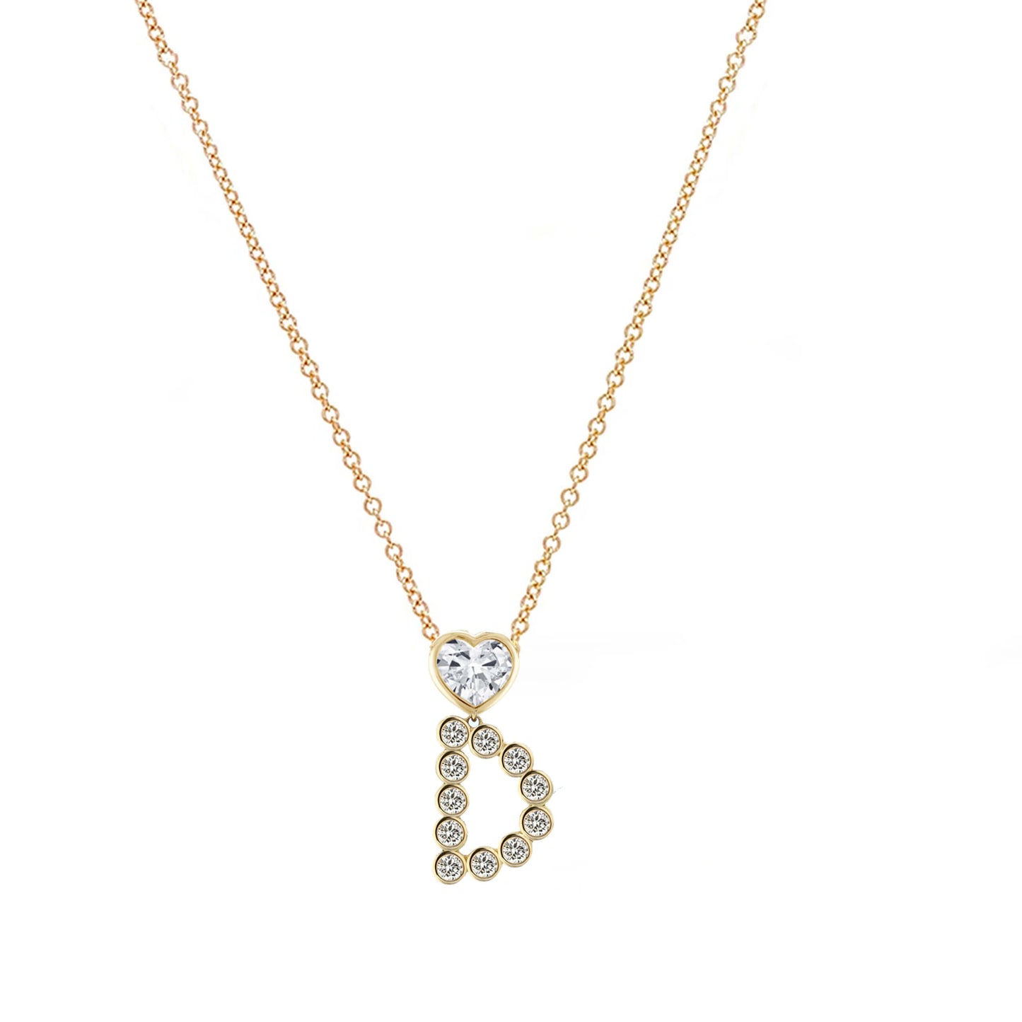 My Heart Initial Diamond Necklace