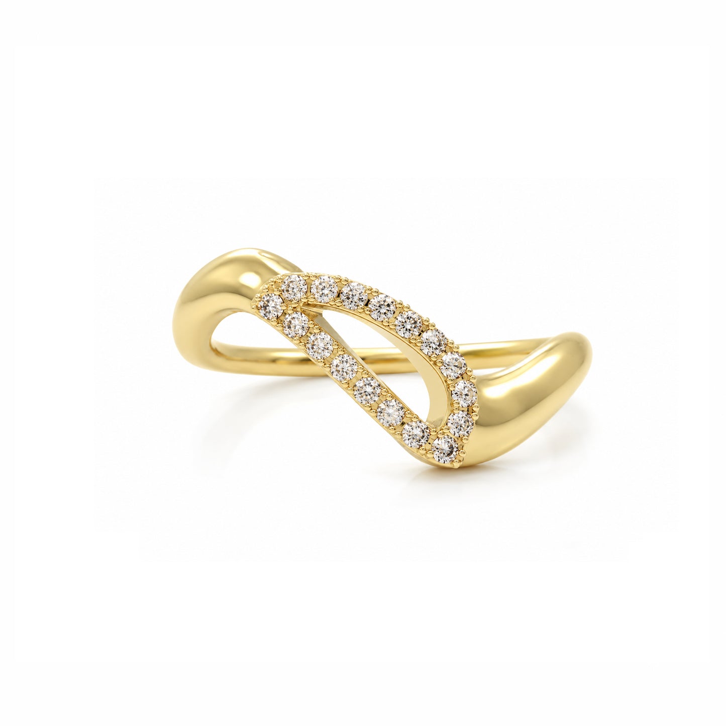 Initial Wave ring Solid gold