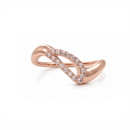 Initial Wave ring Solid gold