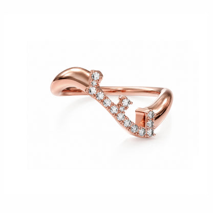Initial Wave ring Solid gold
