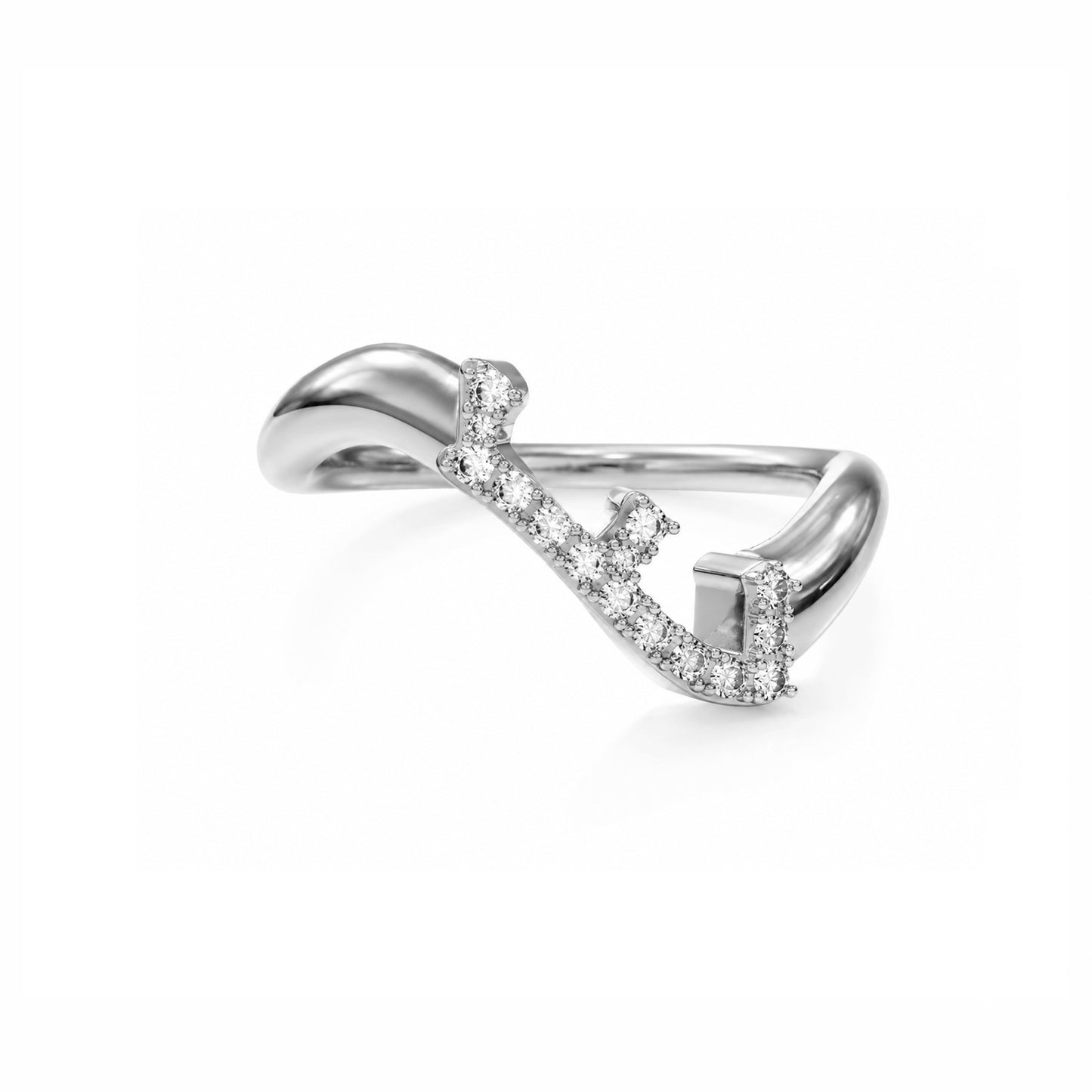 Initial Wave ring Solid gold