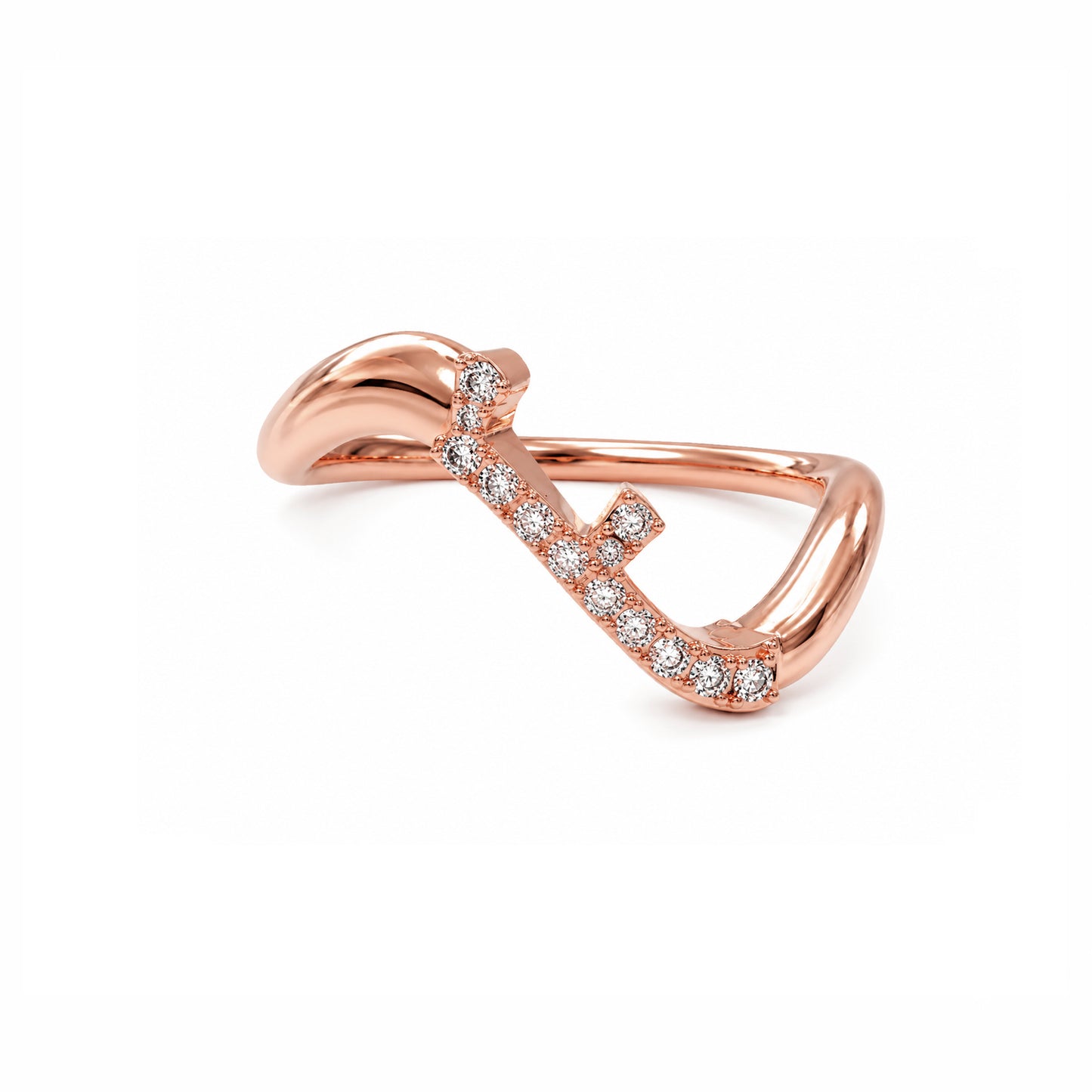 Initial Wave ring Solid gold