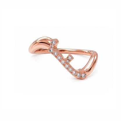 Initial Wave ring Solid gold