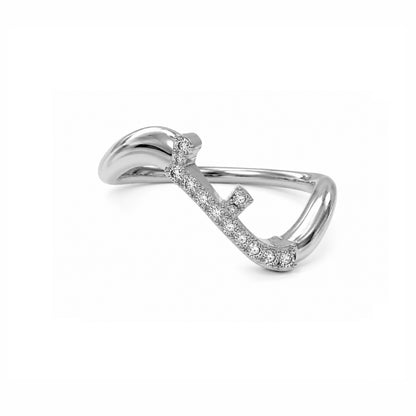 Initial Wave ring Solid gold