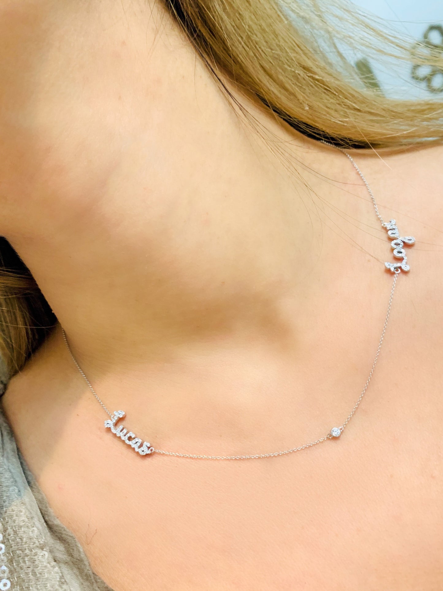 Diamond Two Name Necklace