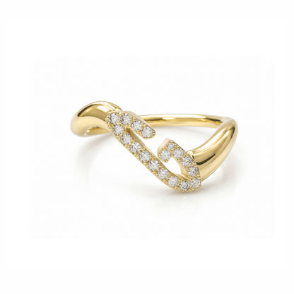 Initial Wave ring Solid gold