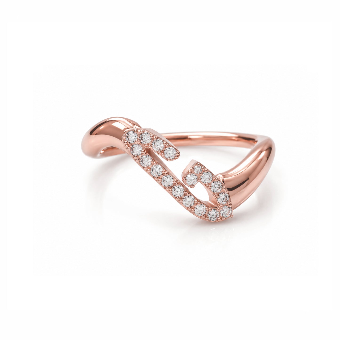 Initial Wave ring Solid gold