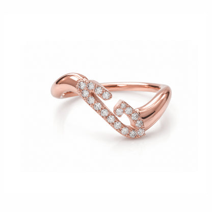 Initial Wave ring Solid gold