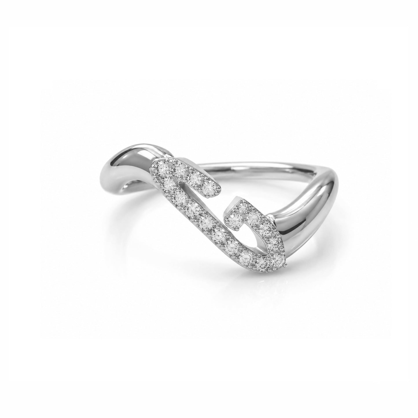 Initial Wave ring Solid gold