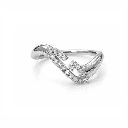 Initial Wave ring Solid gold