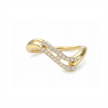Initial Wave ring Solid gold