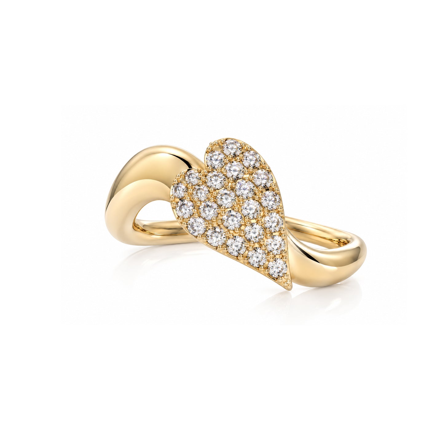 Heart wave ring Solid gold
