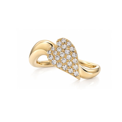Heart wave ring Solid gold