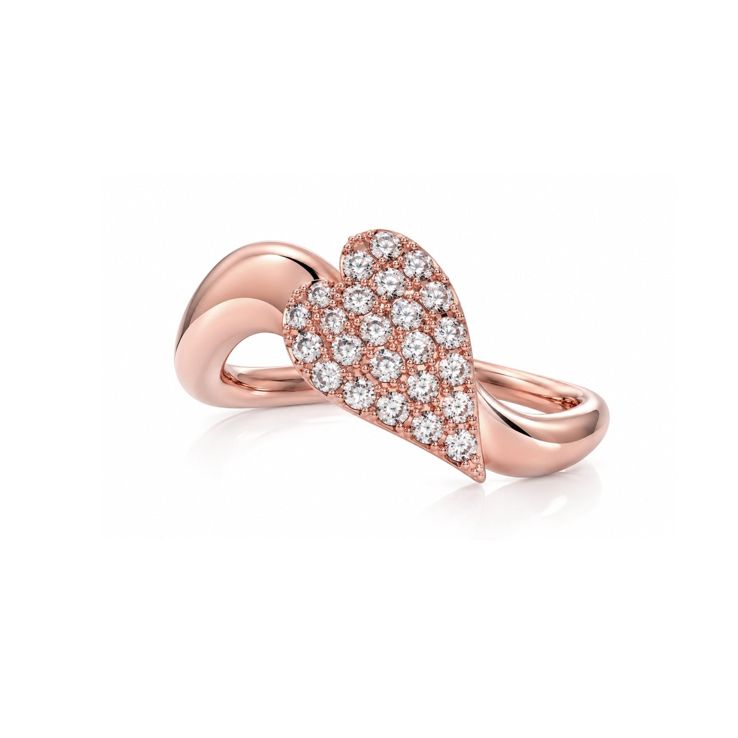 Heart wave ring Solid gold