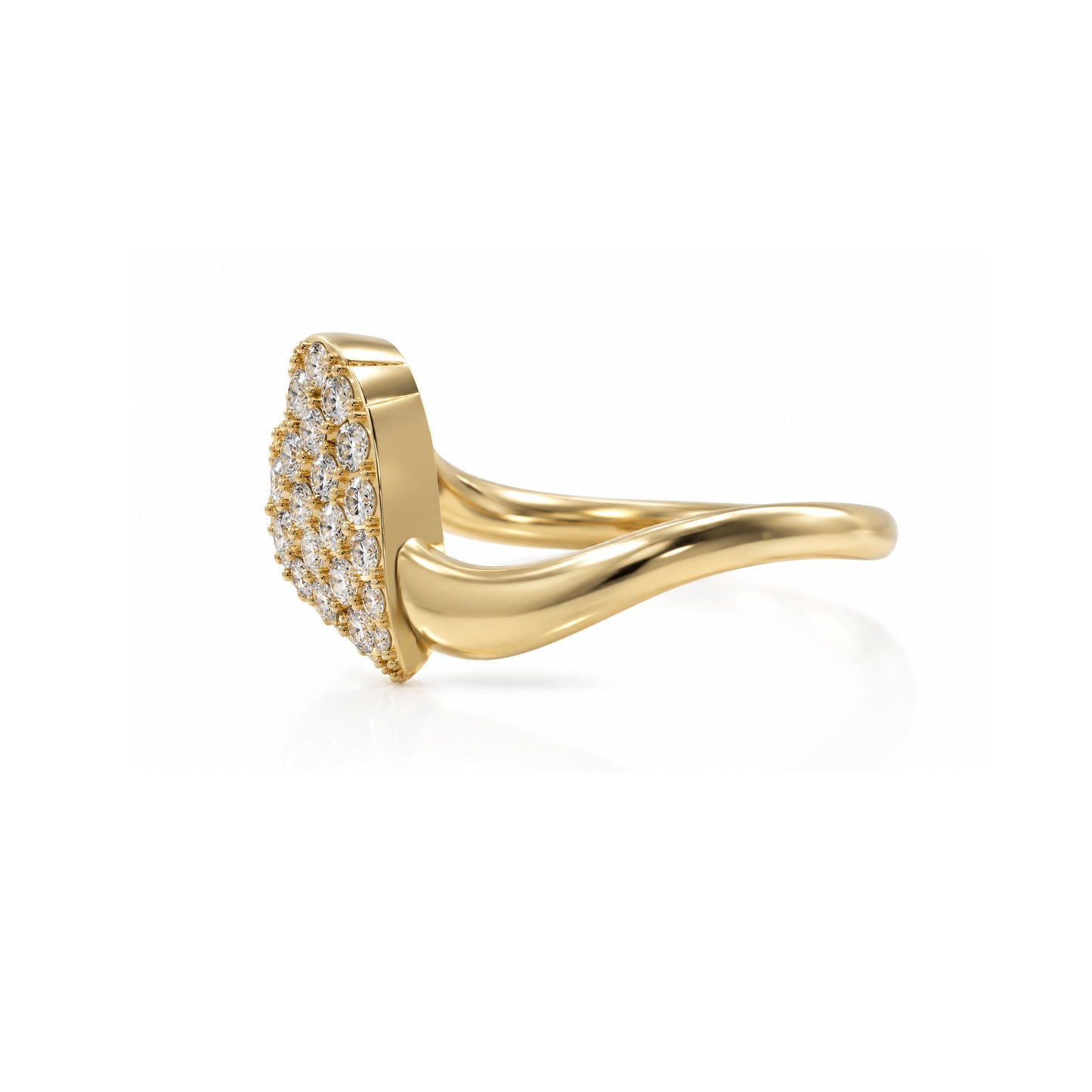 Heart wave ring Solid gold