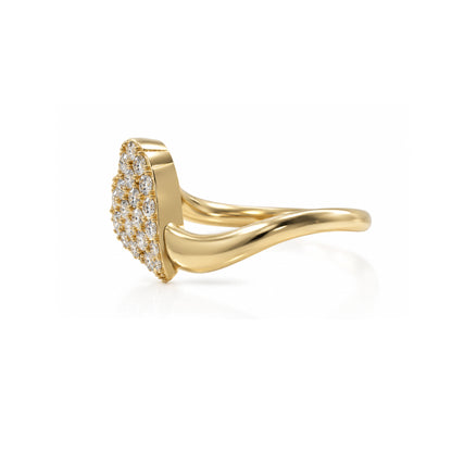 Heart wave ring Solid gold