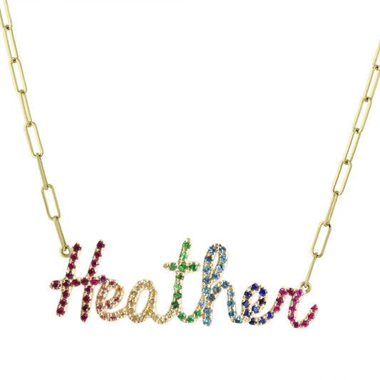 Rainbow Script Name Necklace