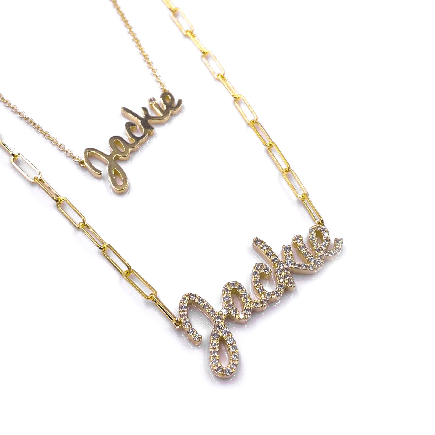 Large English Diamond Name Necklace